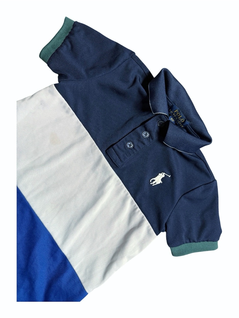 Polo by Ralph Lauren Navy White Royal Blue Colorblock Polo - Picture 2 of 5